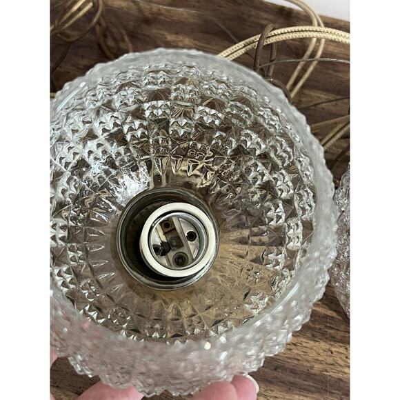 Vintage Hollywood Regency Double Swag Hanging Diamond Globe Fixture 60's REPAIR - Picture 8 of 8